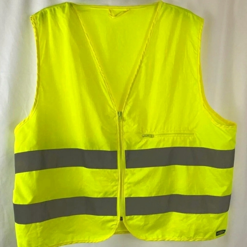 NWT IKEA Neon Yellow Security Safety Vest Reflective Stripes LG XL